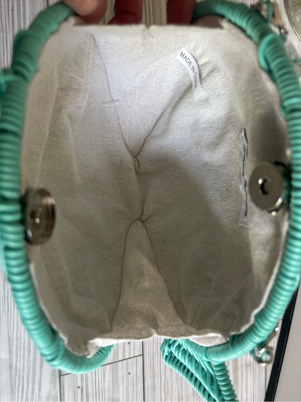 Tommy Bahama Teal Fish-Shaped Woven Bag - Picture 7 of 13